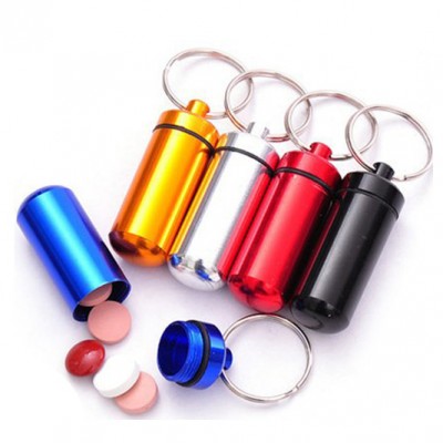 Waterproof Aluminum Pill Box Case Bottle Cache Drug Holder Keychain Container